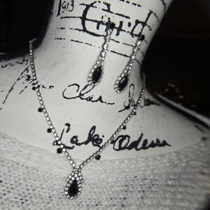 Elegant Silver and Black Jewelry Set